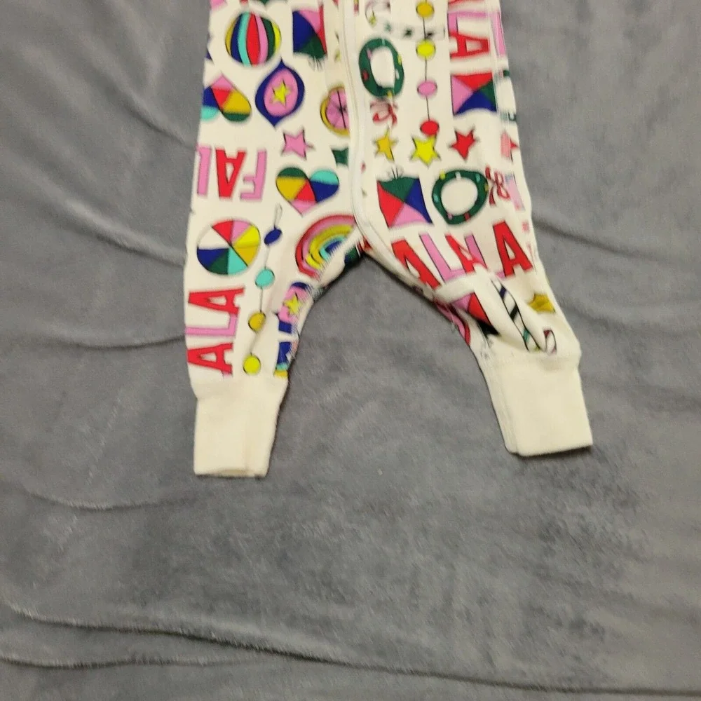 Hanna Andersson PJ Baby 3 Month Christmas‎ Pajama Green Red Fala Organic Stained